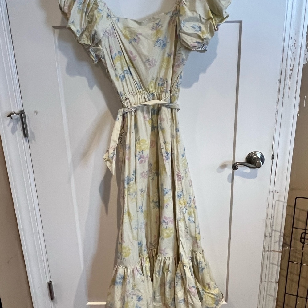 LoveShackFancy For Estelle Puff Sleeve Dress Yellow Floral Cottage Size 2 - Picture 5 of 5